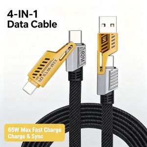 TransparentFastChargingCable100WLuminousNylonBraidedUSBtoType-CMicroUSBSupportLightningBlack(3in1)