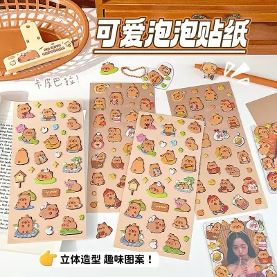 Sticker Nổi 3D Capybara/Panda 1 Tấm Xinh Xắn Trang Trí Ốp Điện Thoại Sổ Tay