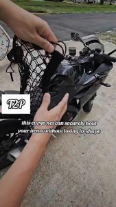 (FractionFinds)Cargo Net With Pocket for Motorcycle Helmet Storage High-Elastic Double Layer