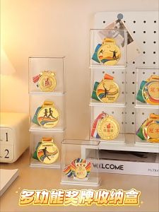 Quivlox Badge Display Box Medal Souvenir Storage Case Marathon Commemorative Rack Desktop Shelf Medal Organizer