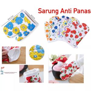 Sarung Tangan Oven Kain Anti Panas Motif Kitchen Gloves Microwave Set Pelindung Tangan multifungsi