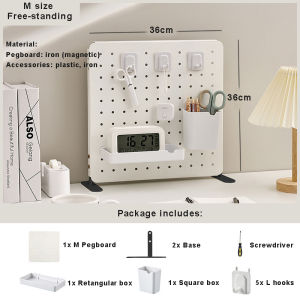 Metal Pegboard Magnetic Free-standing No Need Sticker No Need Drill Desk Organizer