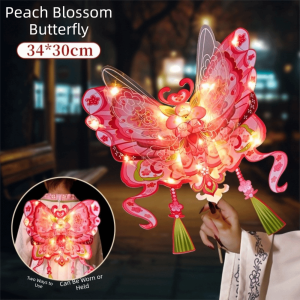 NovaWear chinese lantern Portable Butterfly Lantern Material Kit Led Semi-finished Product Handheld Glowing Lantern Cartoon Luminous Traditional Flower Lantern Mid-Autumn Festival