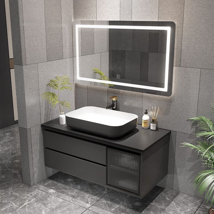 Bathroom storage box kit with sink and mirror, intelligent glass