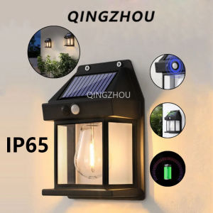 Solar Wall Lights Wireless Solar Outdoor Lights Wall Tungsten Lights with 3 Modes & Motion Sensor Solar Powered Porch Lights for Yard Patio Driveway Garden Fence Security Lamp