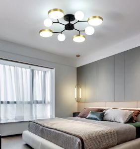 YHLAMP【Free Tricolor Bulb】 Nordic Chandelier Ceiling Light Bedroom Led Modern Chandelier for Living Room