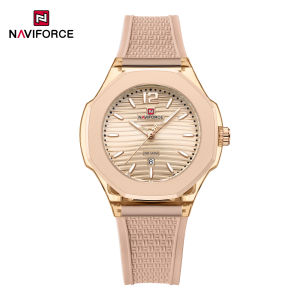 NAVIFORCE Original Women Girls Simple Watch Quartz Fashion Watch Date Waterproof 5ATM Silicone Strap Luminous Hands Lightweight Casual Women Girls Watch Gift NF6109
