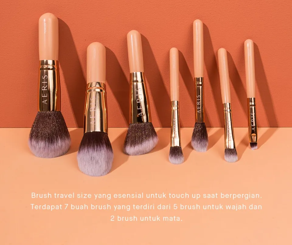 Aeris Beauté The Coral Travel Brush Set pcs Complete Set Alat Make Up  Kuas Rias Lembut Cute Mini Set Lengkap untuk Travel