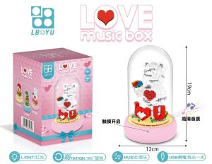 [CÓ SHIP HỎA TỐC] QUÀ VALENTINE - 8/3 - LEGO LỒNG KÍNH CÓ ĐÈN VÀ NHẠC- MẪU GẤU ÔM HOA