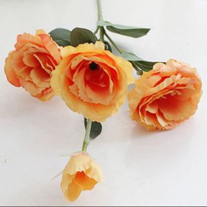 NCNC(OKDEALS01) Plastic 4 Heads For Wedding DIY Home Table Decor Hotel Garden Eustoma Bouquet Fake Floral Artificial  Flower