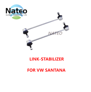 【2PCS/SET】Nateo LINK-STABILIZER for VW SANTANA. Two metal stabilizer links with black bushings.