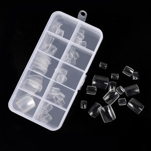 100pcs/box Square False Toe Nails Full Cover Natural White Clear Fake Toenail Acrylic Foot Nail Art Tips Manicure Tools