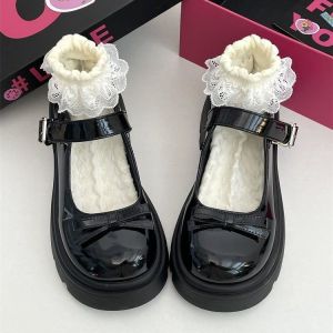 [Free Shipping] WomenS Chunky-Heeled Platform Shoes 2026 New Spring/Autumn Collection Shallow-Toe Design With A Bow Sweet And Fashionable Versatile Flats