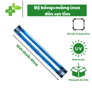 [COMBO Máng + Bóng UV 45cm ] Đèn Cực Tím Diệt Khuẩn Không Khí - Inox - Chất Lượng