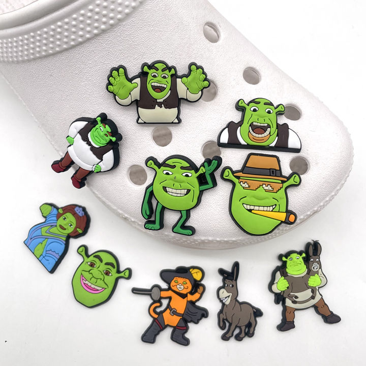 Funny 1PCS Jibbitz Shrek Animated film Series PVC Cartoon Slipper Buckle Croc Jibbitz Shoe Charms DIY Accessories decorate boys kids Party Unique Gifts Lazada