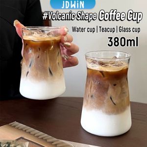 JDWin 380ml Creative Style Glass Coffee Cup Volcanic Shape Retro Heat-Resistant Drink Cup 1Pc