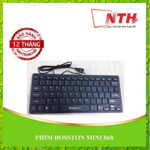 Bàn phím mini có dây Bosston 868/K1000 (Đen) Thiết kế giảm tiếng ồn