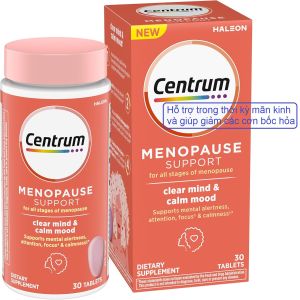 Thực phẩm hỗ trợ thời kỳ mãn kinh centrum menopause support 30 tablets của Mỹ