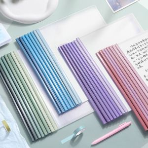 PLLEWY 10PCS/Set Gradient Morandi Color A4 File Folder Transparent Waterproof File Document Clip High Quality Draw Rod Office File Organizer Gift