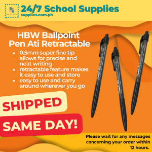 Ballpoint Pen HBW ATI Retractable - Black Ballpen Super fine pen ball pen for school hbw black ballpen office school supplies