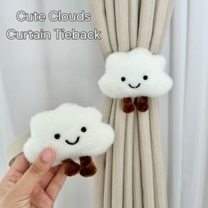 ENCOUNT 2pcs Cute Bear Window Curtain Tieback Cartoon Cloudy Plush Doll Curtain Holders  Soft Curtain Buckle for Nursery
