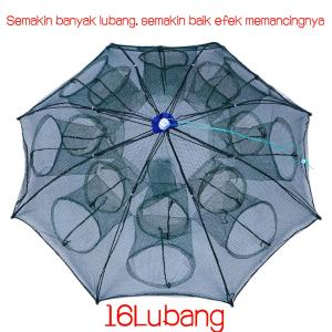 Jaring ikan lipatTempat payung Penangkap ikan udang 16 Lubang Alat Jaring Pancing Jala Ikan Udang Kepiting Lele Lobster Sungai Laut Danau Fish Trap Net jaring ikan sungai