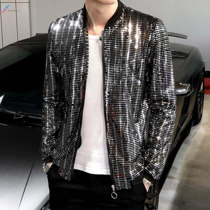 C l Jacket 2023 New Sequined Jacket Men Shiny Sequins Long