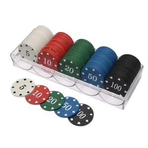 100 PCS professional digital printing game props packaged in acrylic transparent boxes and game token coins