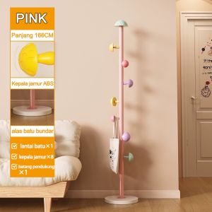 Tahan Karat Rak Mantel KamarTidur Minimalis Alas Bulat Aesthetic Rak Gantungan Baju berdiri Topi Tas