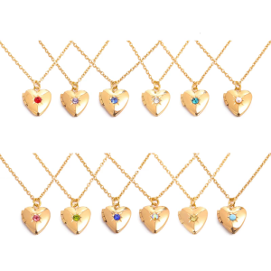 Multipurpose Heart Photo Box Necklace Fashionable Metal Birthstone Necklace Alloy Texture Suitable for Fashion Ladies