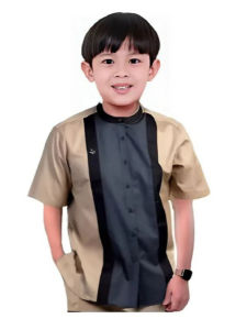 Baju Koko Couple Ayah Dan Anak Laki Laki Harga Terpisah Kemeja Kurta Kerah Mandarin Lengan Pendek Bahan Kapas Mikro Vito Seragam Hadroh Santri