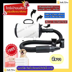 [แถมฟรี!! ผ้าเช็ดตัวใช้แล้วทิ้ง 5 ผืน] ไดร์เป่าขนสุนัข ไดร์เป่าขนหมา ไดร์เป่าขนแมว ไดร์ไล่น้ำ เครื่องเป่าขนแมว เครื่องเป่าขนสุนัข เสียงเบา พลัง turbo รุ่นเสียงเบา (สีขาว)