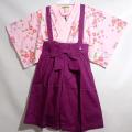 Baju Anak Perempuan Kimono Jepang Motif Bunga Set Overall Celana. 