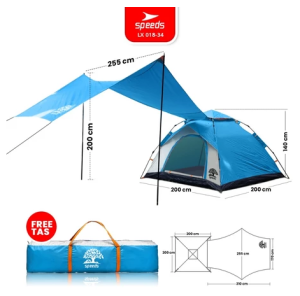 SPEEDS Tenda Camping 3in1 Kanopi Anti Panas Tent Kemah 3-4 Orang Portabel Piknik Mendaki 018-34