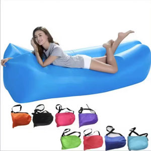 Outdoor Portable Air Inflatable Sofa Bed With Head Rest Pillow Heavy Duty Beach Camping Foldable Ultralight Sleeping Lazy Bag Mattress Nature Hike Hangout Lounger Lay Carrying Mattresses Folding And Travel Relax Bags Air Mattresses Air Bed Sofa Bed Folda