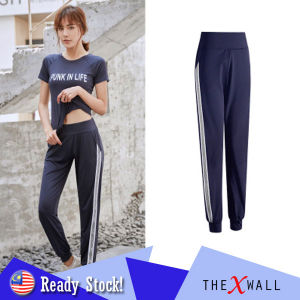 [S - XXL] Casual Comfy Pants Women Sports Long Workout Yoga Leggings Trousers with Pocket Seluar Panjang Wanita Sukan Korean High Waist