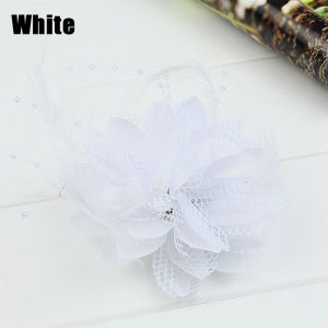 Korean Style Flower Feather Bead Corsage Hairclip Hair Pin for Women Wedding Headwear Decor