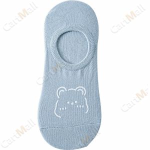 Boat Socks Female Shallow Mouth Bear Cute Japanese Cartoon Socks Spring And Summer Thin Socks Black Skin Tone White
