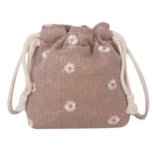 BAO019 Tas Selempang Bucket Serut Bahan Anyaman Bunga /Tas Bahu & Crossbody