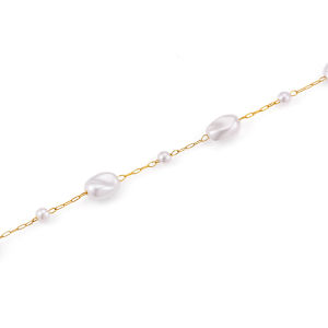 ใหม่โซ่สแตนเลสโซ่มุกเทียมเครื่องประดับสร้อยคอ Diy สร้อยข้อมือต่างหูโซ่ทองประณีต