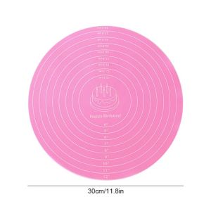 1pc  Non-stick silicone baking mat ， Used for cake turntable ， With measurement values  -  Heat-resistant baking tools ， Convenient for cake decoration and baking SDFF