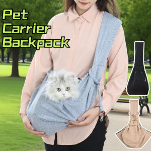Pet Carrier Backpack Canvas Pet Bag with 4-Side Mesh Adjustable Shoulder Straps & Safety Leash Clip