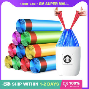 【Thickened】1Roll=15Pcs Trash Bags with Strings Garbage Bag with Handle Biodegradable Drawstring Rubbish Bag