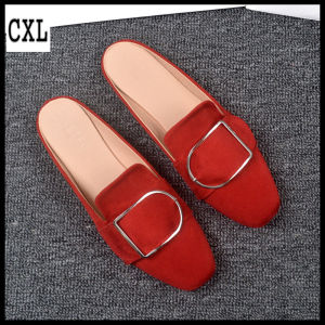 geyunya Brand Mules Sandals Big Size Beautiful Buckle Inlay Flat Slippers For Women（Size 32-44）