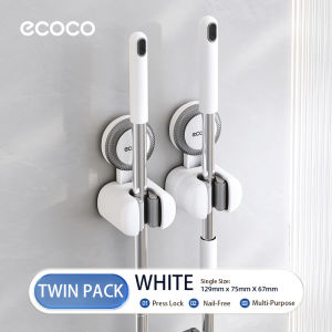 Ecoco Mop Holder Broom Holder Organizer Nail-Free with Strong Suction Cup Removable E25075