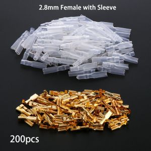 XU HOME 200PCS 200pcs Durable Female Spade Crimp Terminal Butt Connector Insulated Wire Electrical
