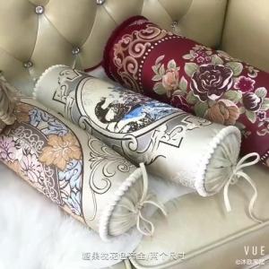 (In stock) 15*50 cm assical luxury cylindrical pillowcase sofa jacquard candy shaped cushion cover backrest home chair decor waist pillow