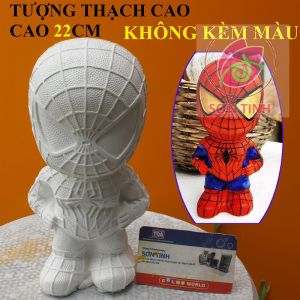Tượng thạch cao Siêu Anh Hùng 22cm siêu nhân người nhện M26 Spider Man (Không kèm màu) Bé Tô Màu Tô Tượng