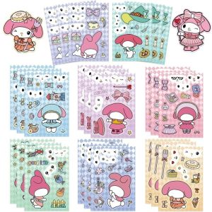 8 Sheets Sanrio HelloKitty Mymelody Kuromi Cinnamoroll  Keroppi BadBadtz-maruCartoon Characters Make A Face COD
