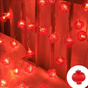 YESPERY 1.5M 10LED Happy New Year Red Lantern String Decor Chinese Style Lights String 2025 New Year Decoration